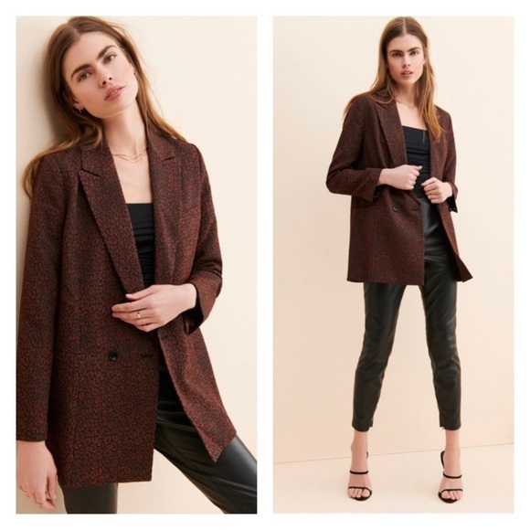 NWT HUTCH Anthropologie Rio Brown Animal Print Oversized Blazer Jacket 3X - Picture 1 of 14
